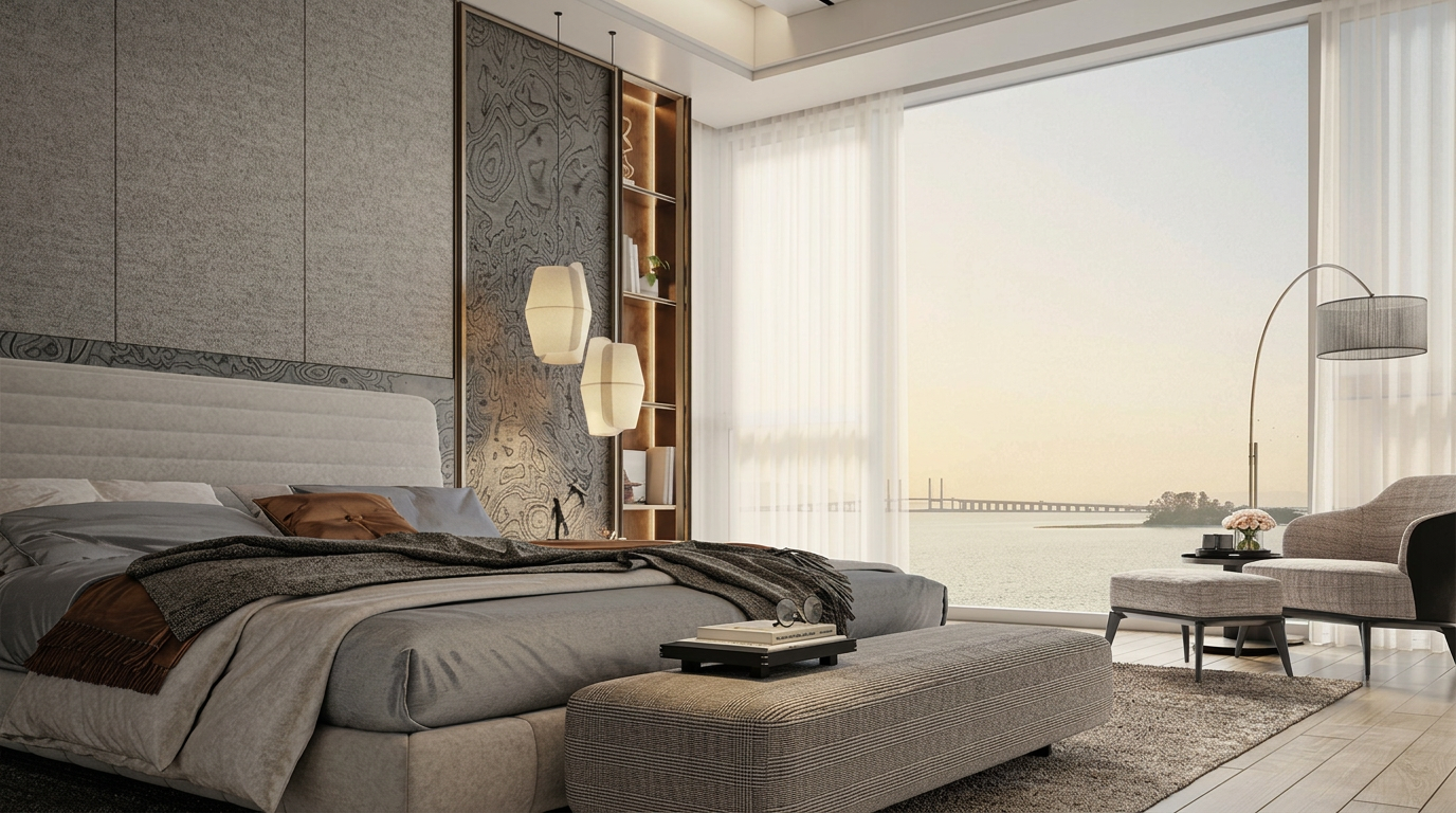 Lightwater Residences master bedroom with unobstructed sea view, artist's impression